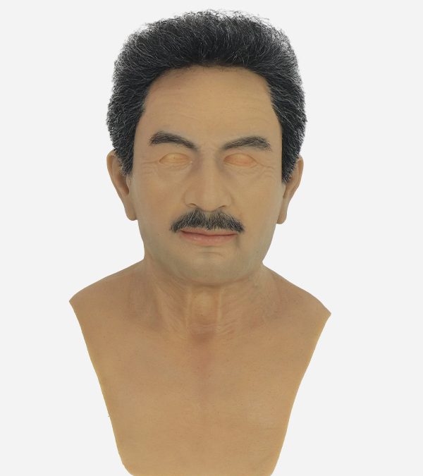 Realistic Middle-Aged Man Mask with Rooted Hair and Mustache