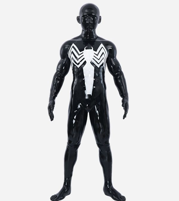 Black Glossy Silicone Brother Muscle Petsuit Set - Venom