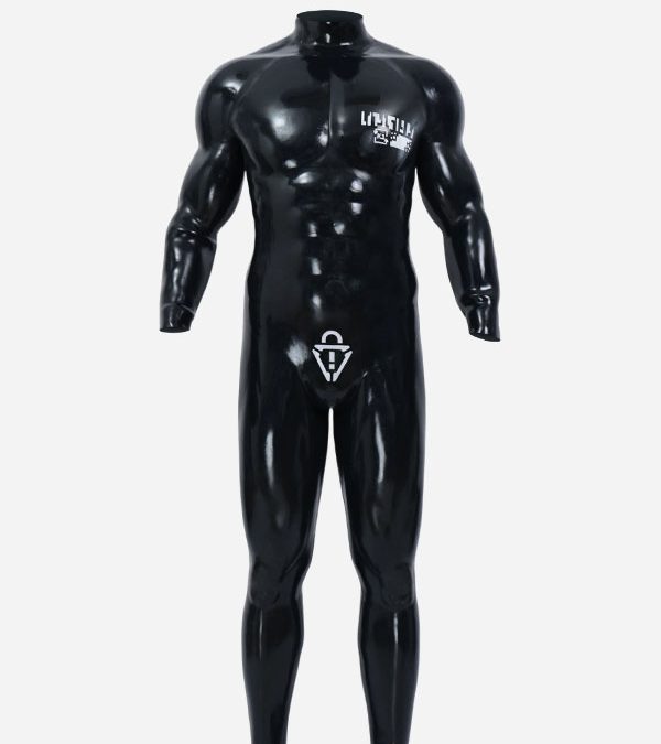 Black Glossy Silicone Muscle Suit With Anal Hole - K1