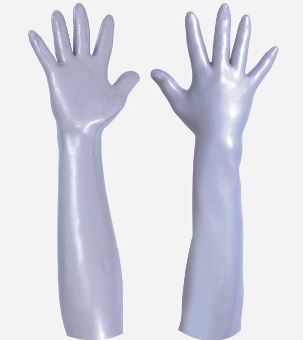 Silver Glossy Silicone Gloves
