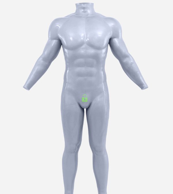 Silver Glossy Silicone Muscle Suit With Anal Hole – Lock