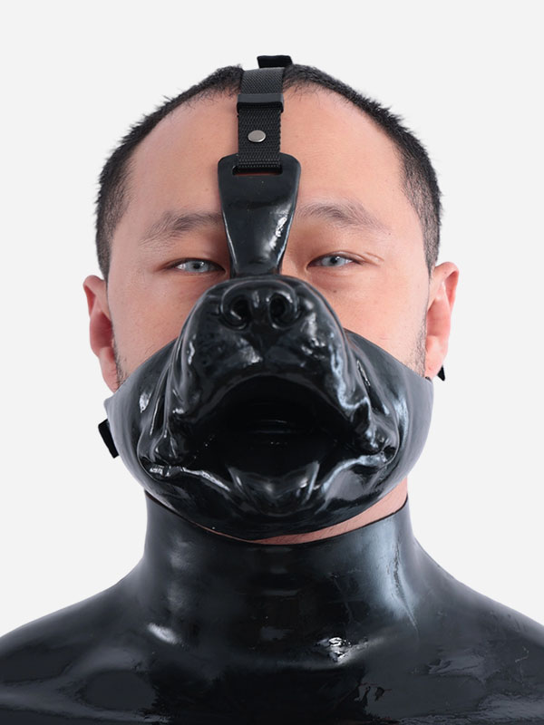 Black Glossy Silicone DogPup Muzzle – Realistic, Durable & Comfortable Fit - 1