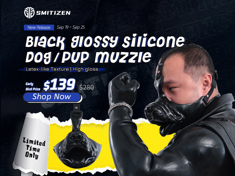 Black Glossy Silicone Dog/Pup Muzzle – Realistic, Durable & Comfortable Fit
