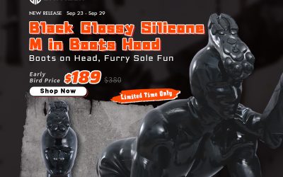 Black Glossy Silicone M in Boots Hood – Unique Boot-Sole Design & Bold Visual Impact