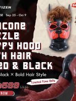 Silicone Muzzle Puppy Hood with Hair – Red & Black Bold Fetish Fashion for Puppy Play - Cover