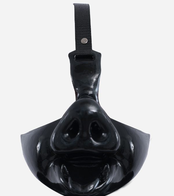 Black Glossy Silicone Pig Muzzle