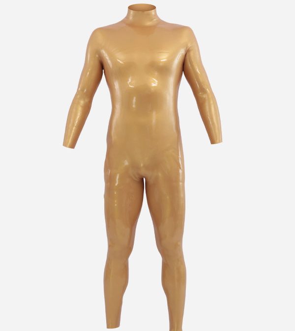 Gold Neck Entry Silicone Catsuit Without Zippers