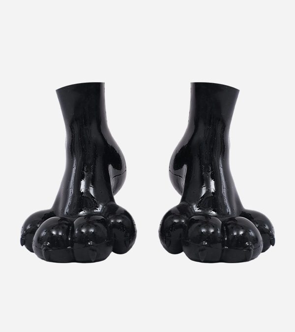 Black Glossy Silicone Furry Feet Paws