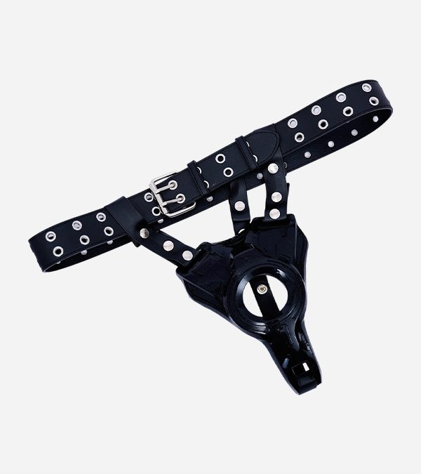 Glossy Silicone Jockstrap Harness with Leather Straps