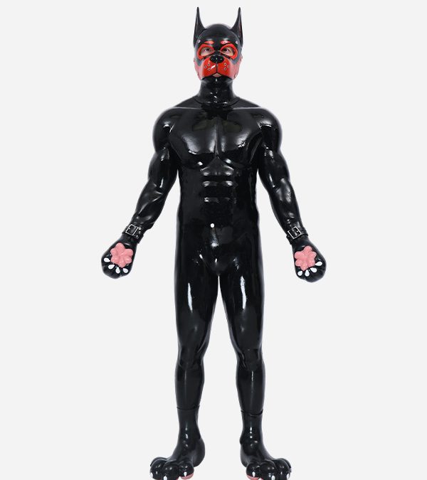 Silicone Puppy Muscle Petsuit Set with Bondage Pink Paws