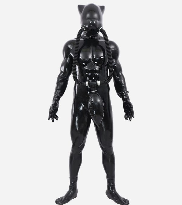 Silicone Short Ears Drone Gas Mask Muscle Petsuit