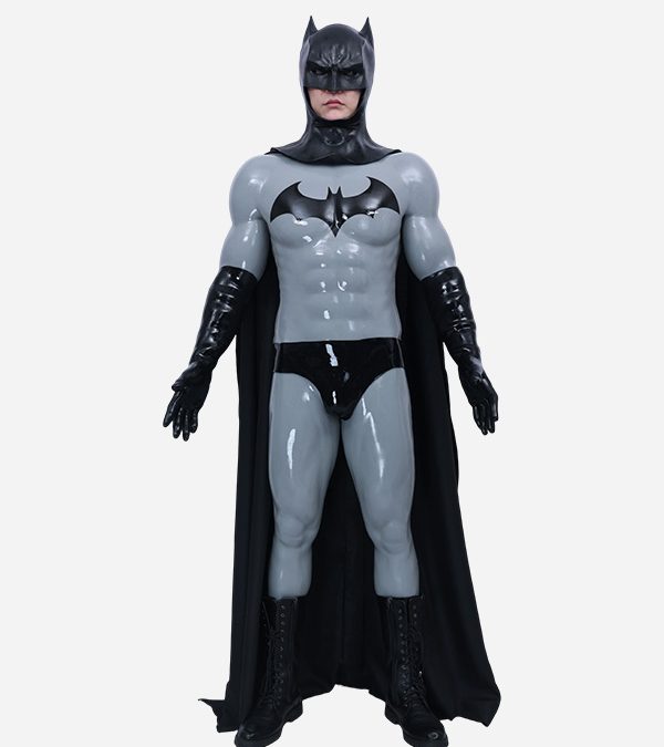 Concrete Grey Muscle Suit + Black Glossy Gloves + Briefs