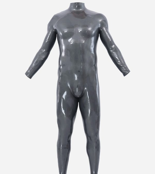 Space Gray Neck Entry Silicone Catsuit - Large Size