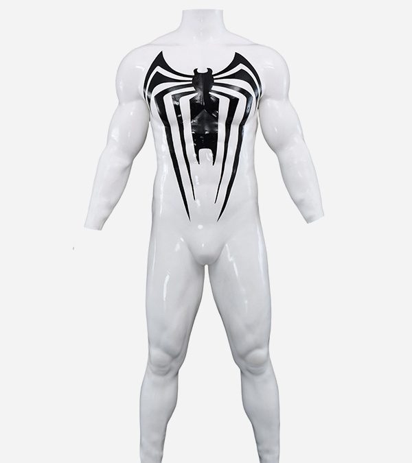 White Glossy Silicone Muscle Suit With Anal Hole - Venom