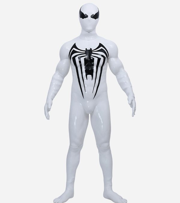 White Glossy Silicone Venom Muscle Petsuit Set