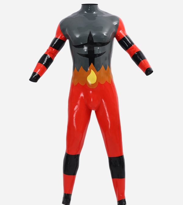 Neck Entry Silicone Flare Tiger Catsuit - Large Size