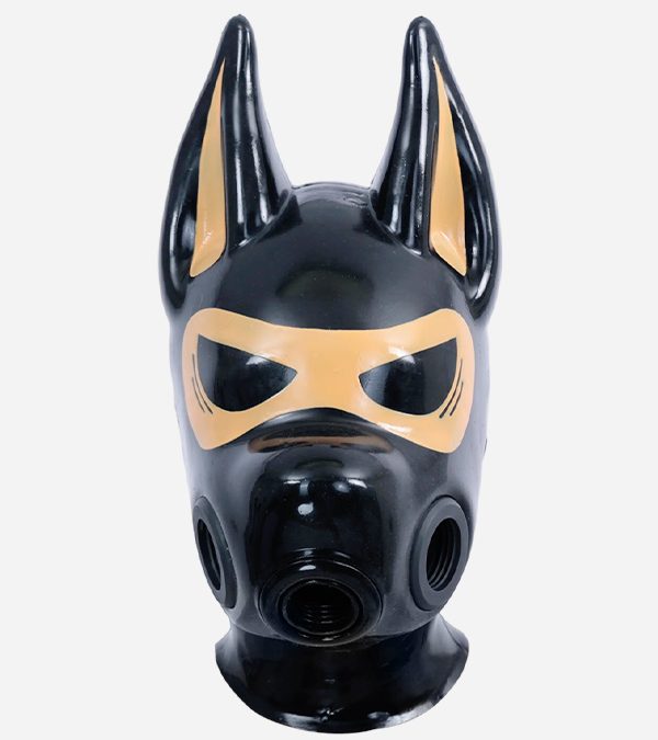 Silicone Full-Face Long Ears Drone Hood Gas Mask -  Orange Blindfold