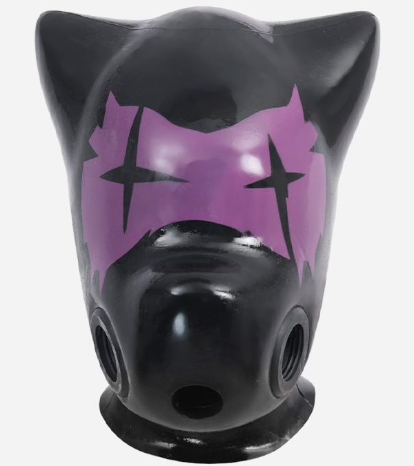 Silicone Full-Face Short Ears Drone Hood Gas Mask -  Purple Blindfold