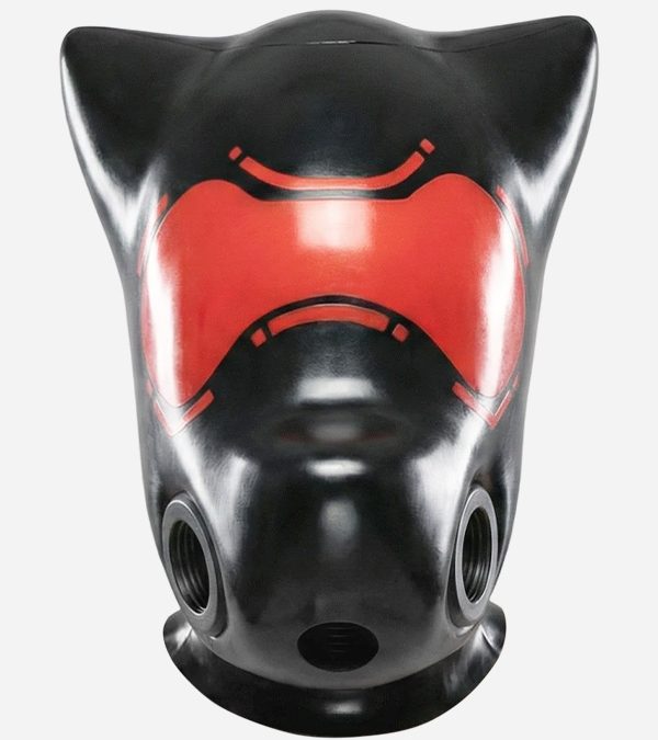 Silicone Full-Face Short Ears Drone Hood Gas Mas -  Red Blindfold