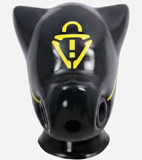 Silicone Full-Face Short Ears Drone Hood Gas Mask -  Warning Triangle Error