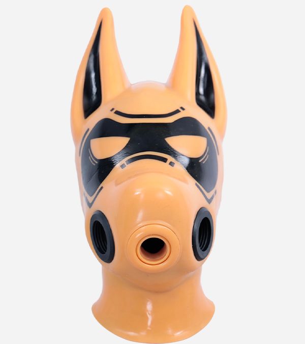 Silicone Orange Full-Face Long Ears Drone Hood Gas Mask -  Blindfold