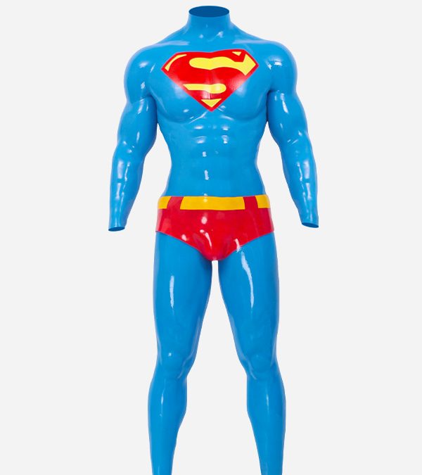 Blue Glossy Silicone Muscle Suit with Anal Hole + Bulging Briefs