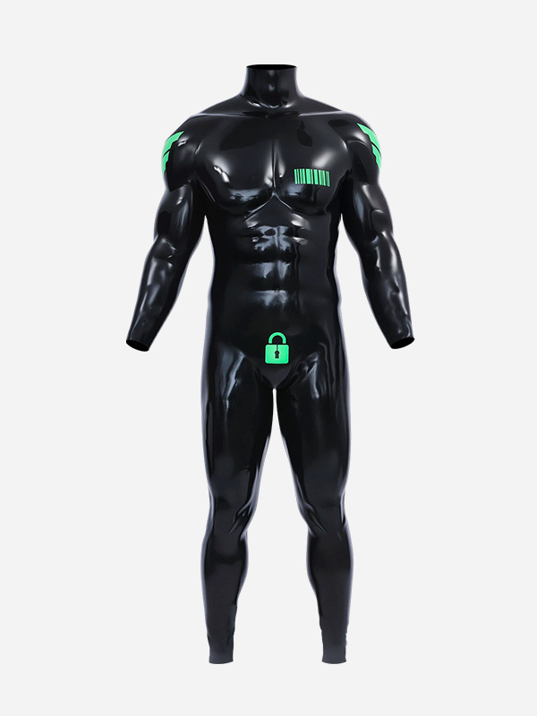 black-glossy-silicone-muscle-suit-with-anal-hole-neon-green-lock2_01